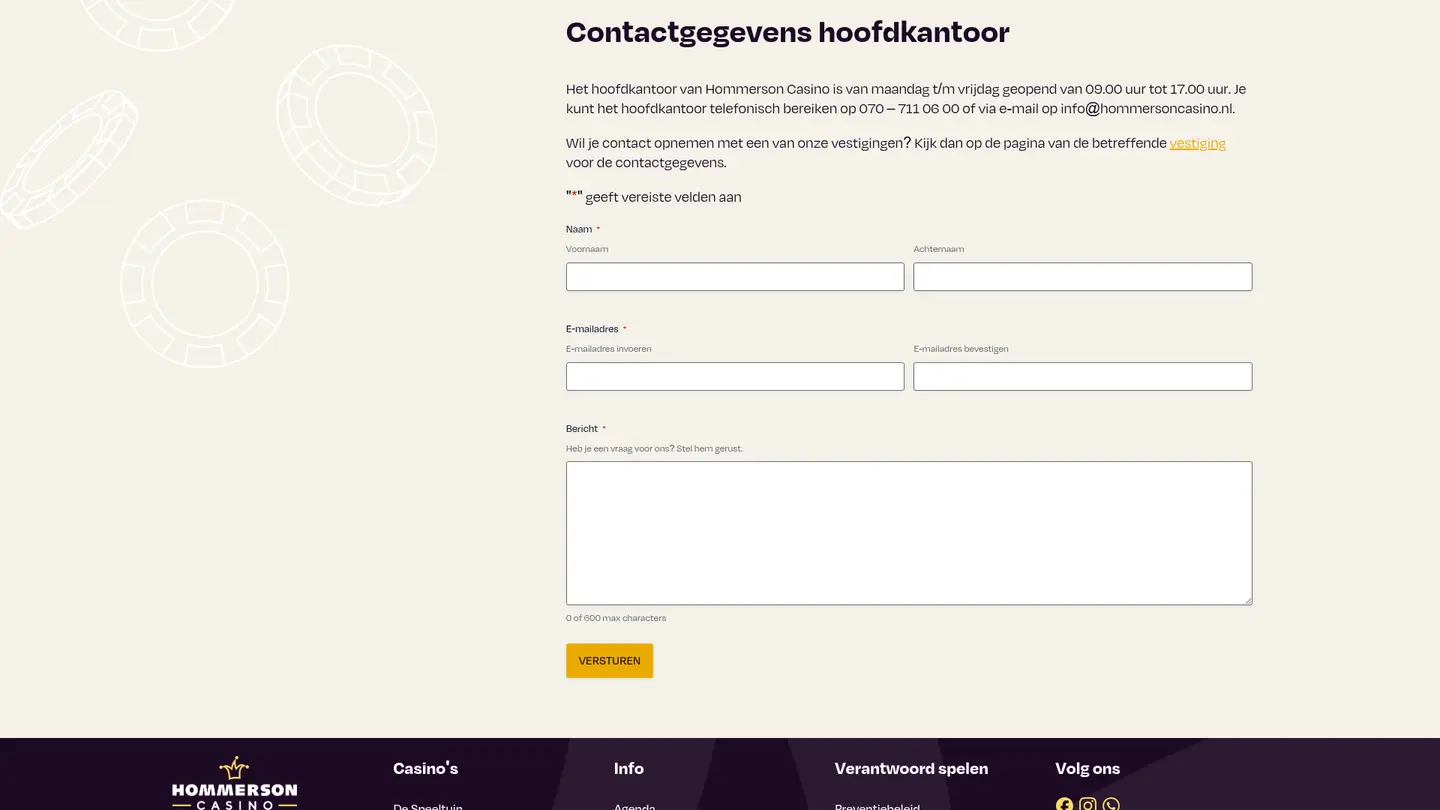 Hommerson Casino — Support in detail