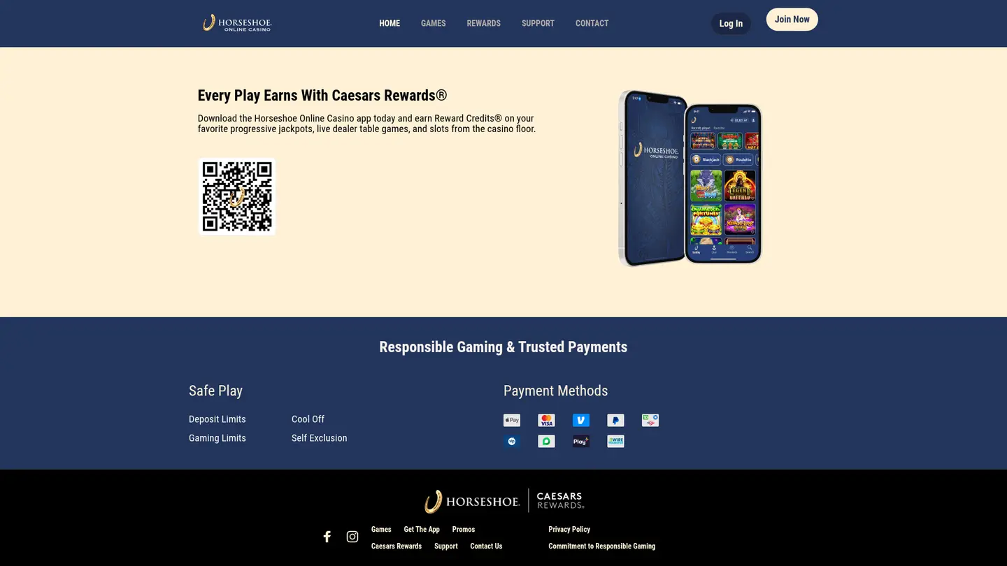 Horseshoe Casino — Payment methods and licensing