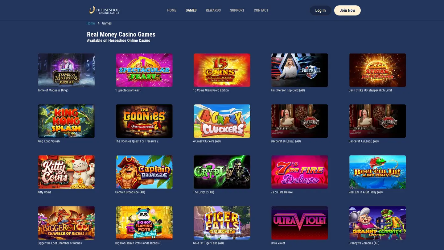 Horseshoe Casino — Game lobby