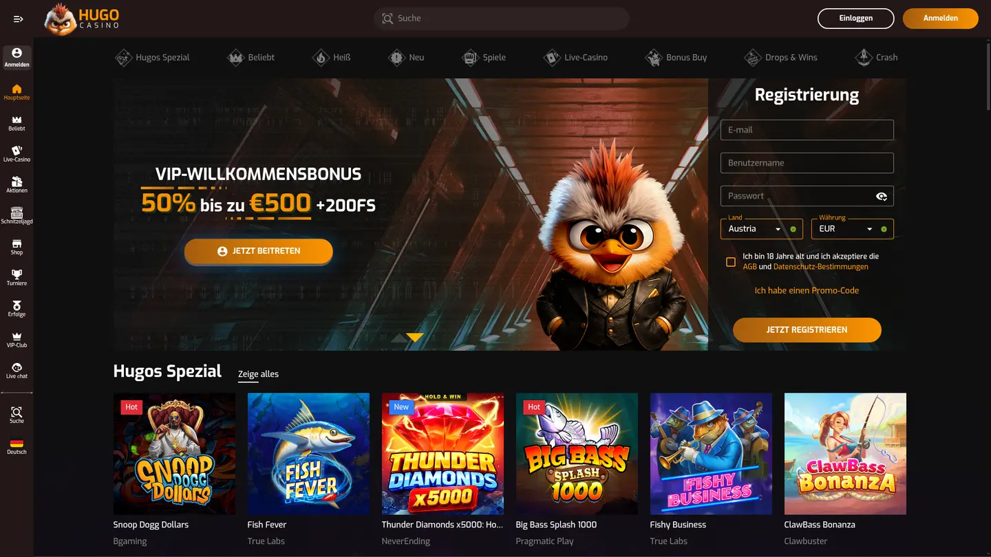 Hugo Casino — Payment methods and licensing