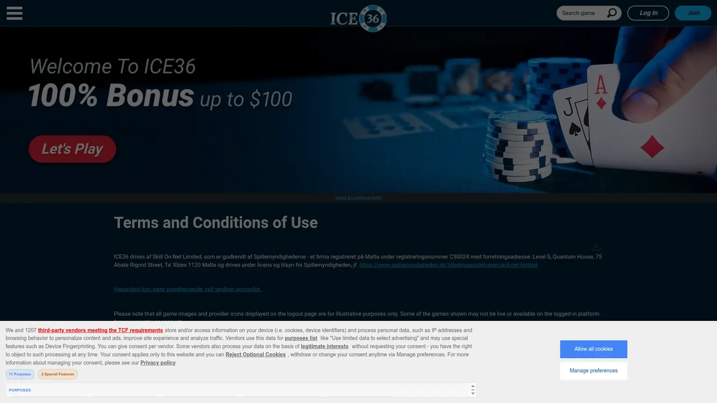 ICE36 Casino DK — Withdrawal terms