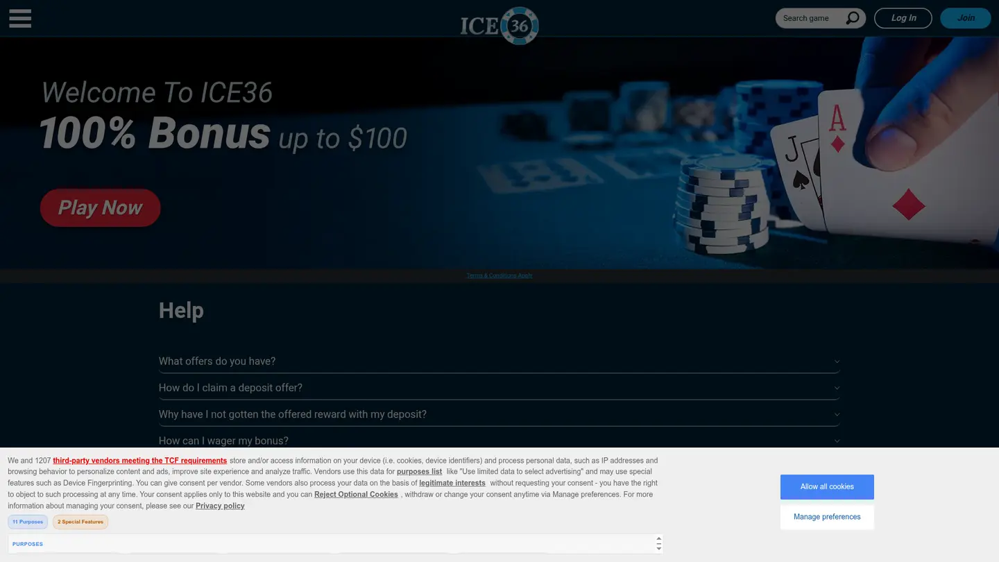 ICE36 Casino DK — Support and licensing