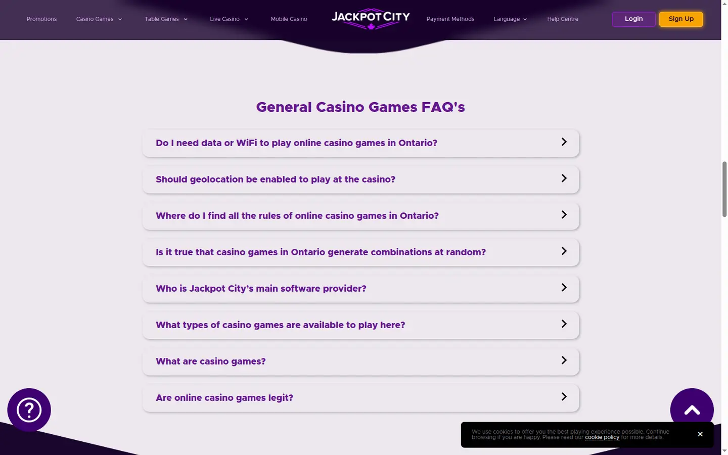 JackpotCity Casino Ontario — Support in detail