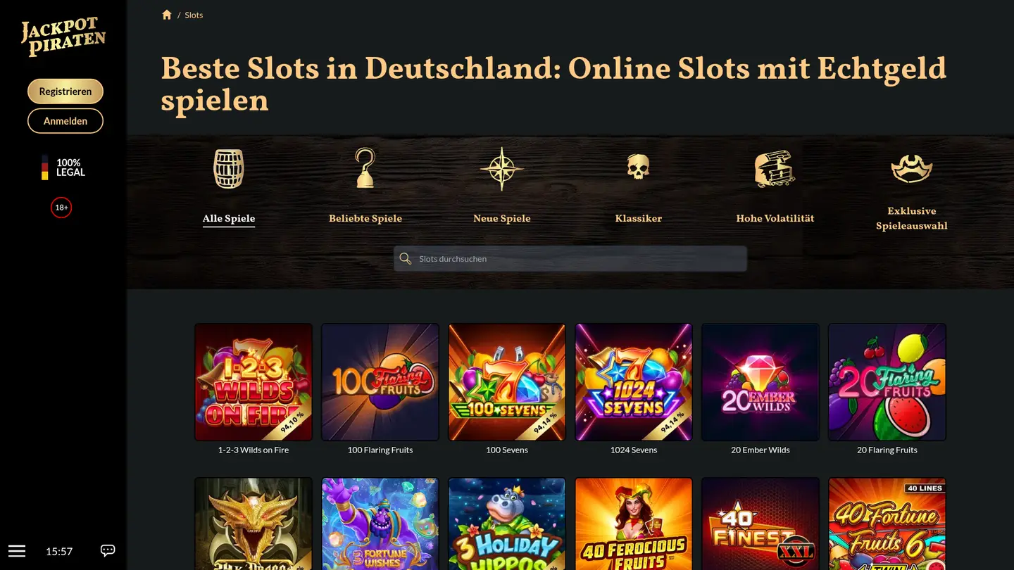 JackpotPiraten Casino — Game lobby
