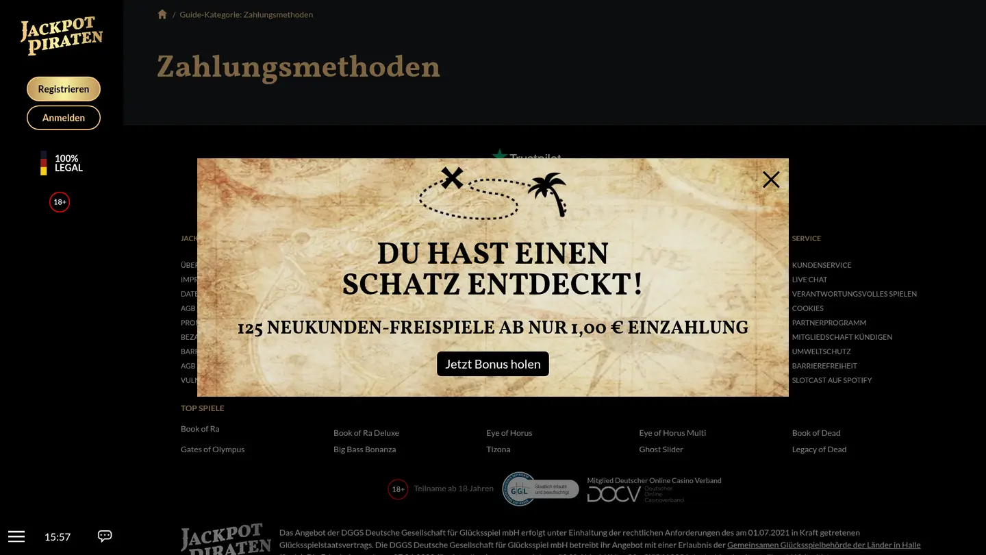JackpotPiraten Casino — Banking
