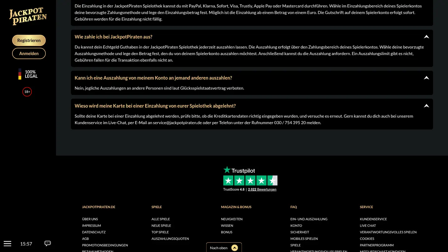 JackpotPiraten Casino — Support in detail