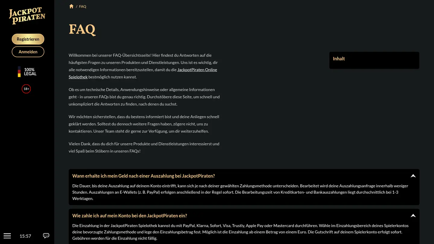 JackpotPiraten Casino — Support and licensing