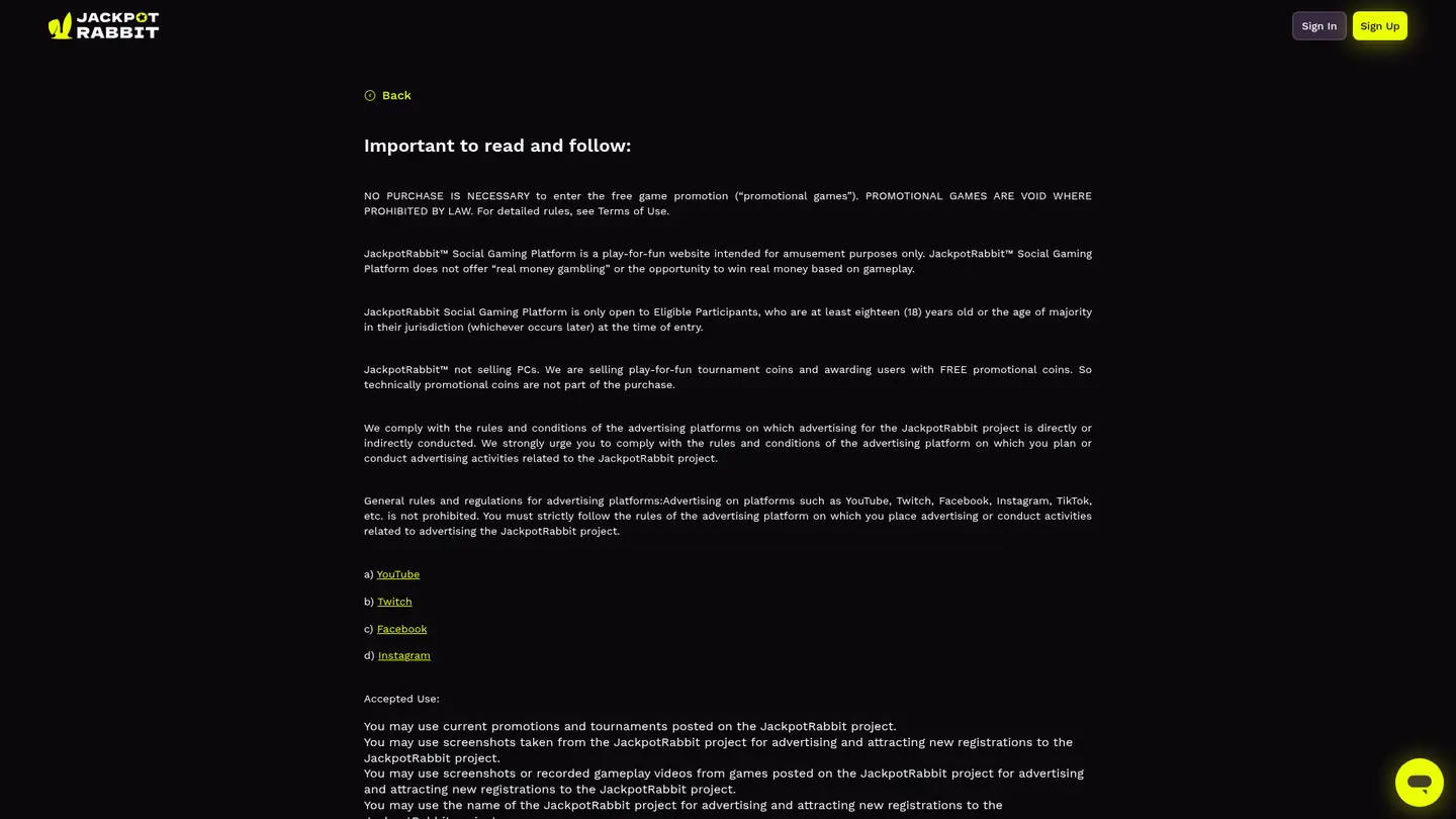 JackpotRabbit Social Casino — Withdrawal terms