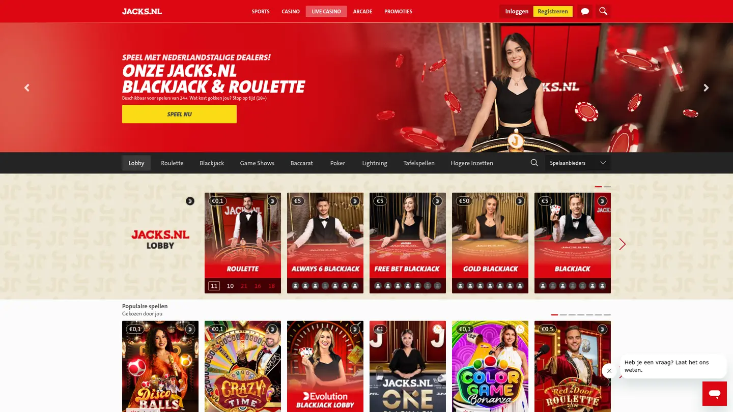 Jacks.nl Casino — Game lobby