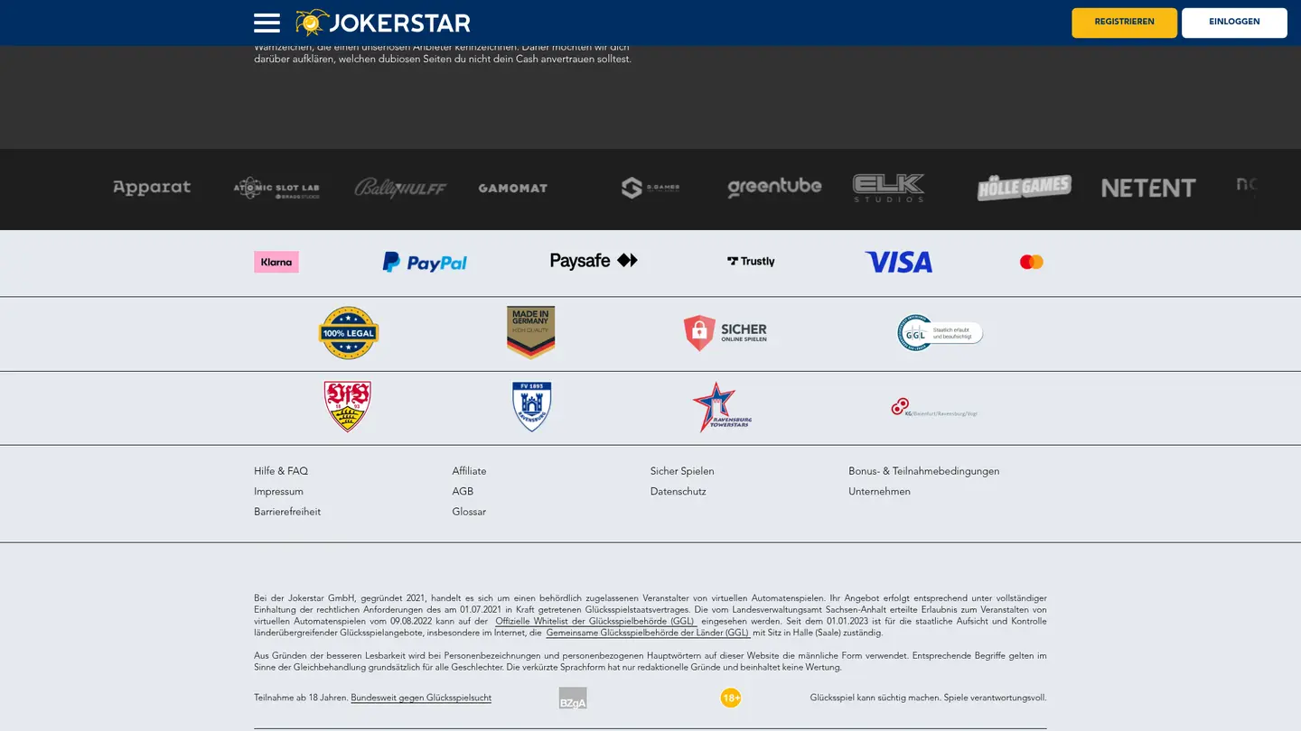 Jokerstar Casino — Payment methods and licensing