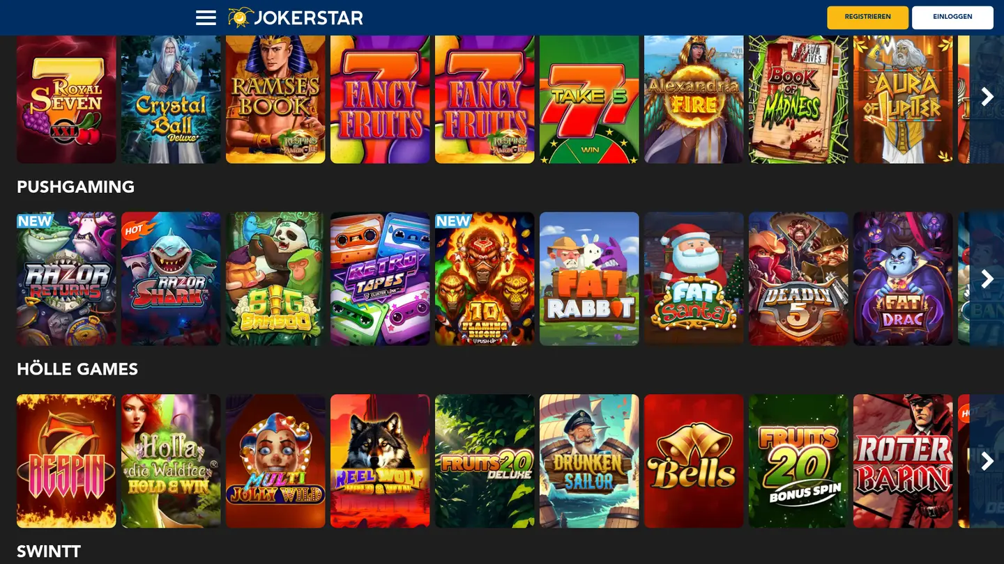 Jokerstar Casino — More of the lobby