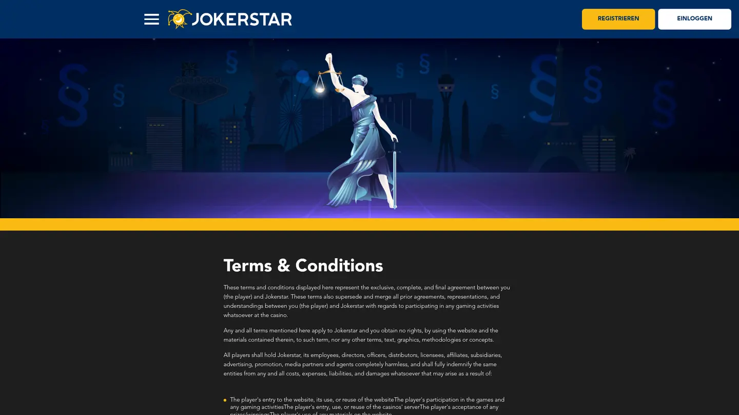 Jokerstar Casino — Withdrawal terms
