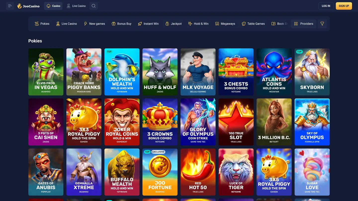 Joo Casino — Game lobby