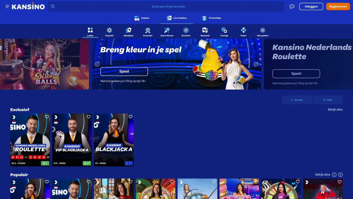 Kansino Casino — Game lobby