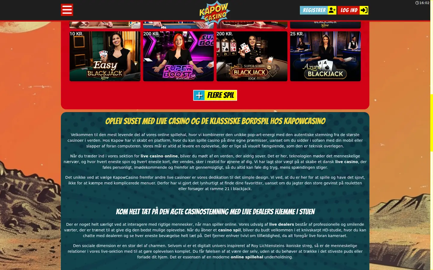 Kapow Casino — More of the lobby