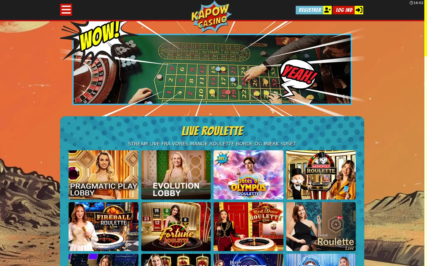 Kapow Casino — Game lobby