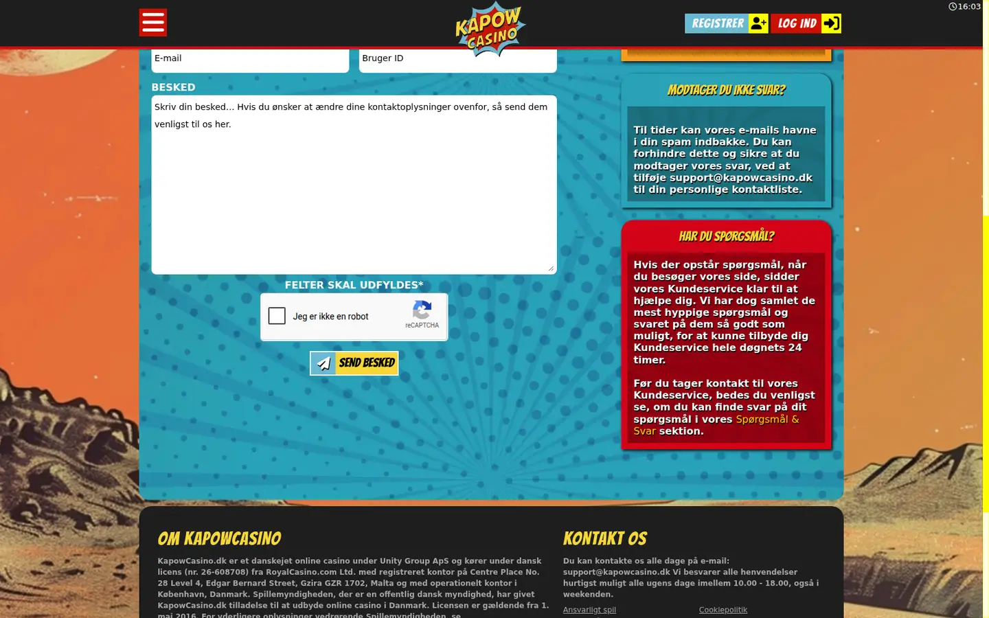 Kapow Casino — Support in detail