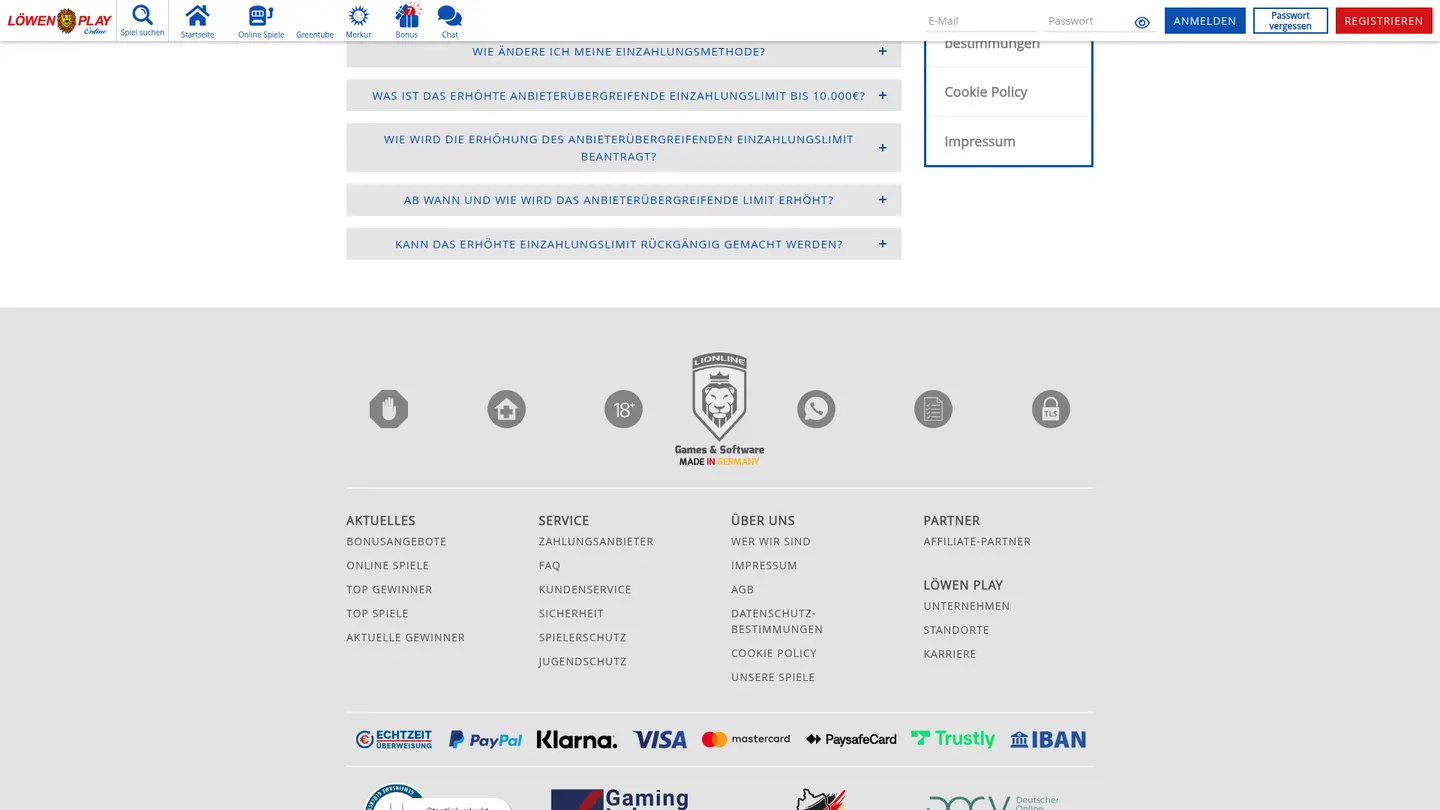 Löwen Play Casino — Support in detail