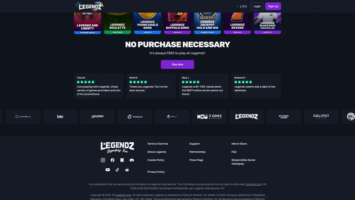 Legendz Casino — Payment methods and licensing
