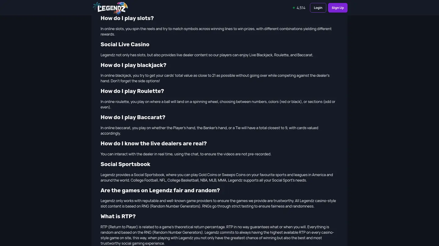 Legendz Casino — More of the lobby
