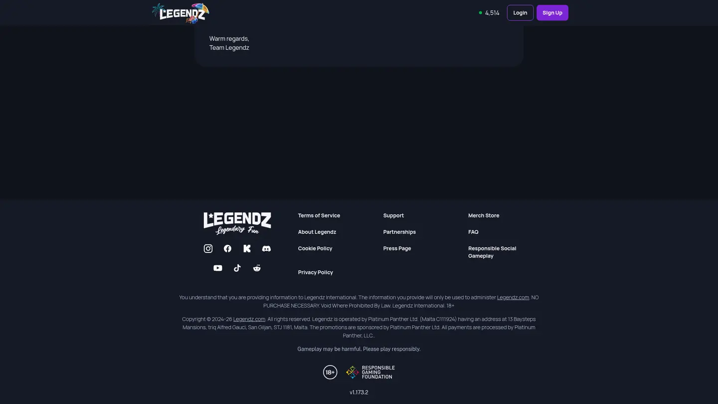 Legendz Casino — Support in detail