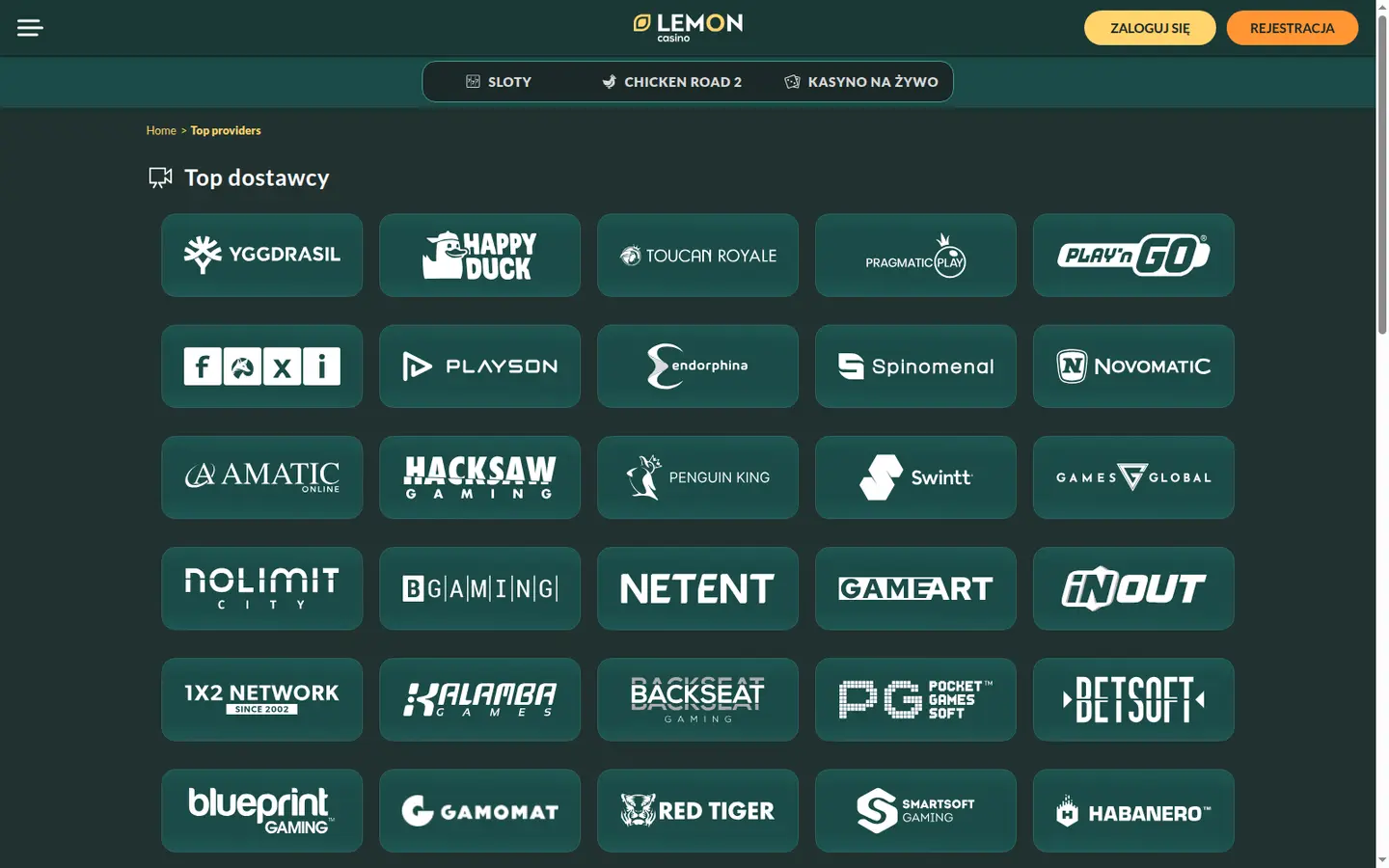Lemon Casino — Game lobby