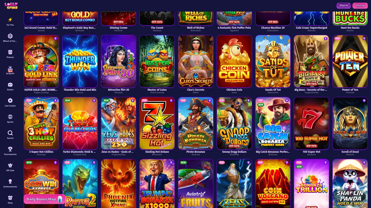 Lolly Spins Casino — More of the lobby