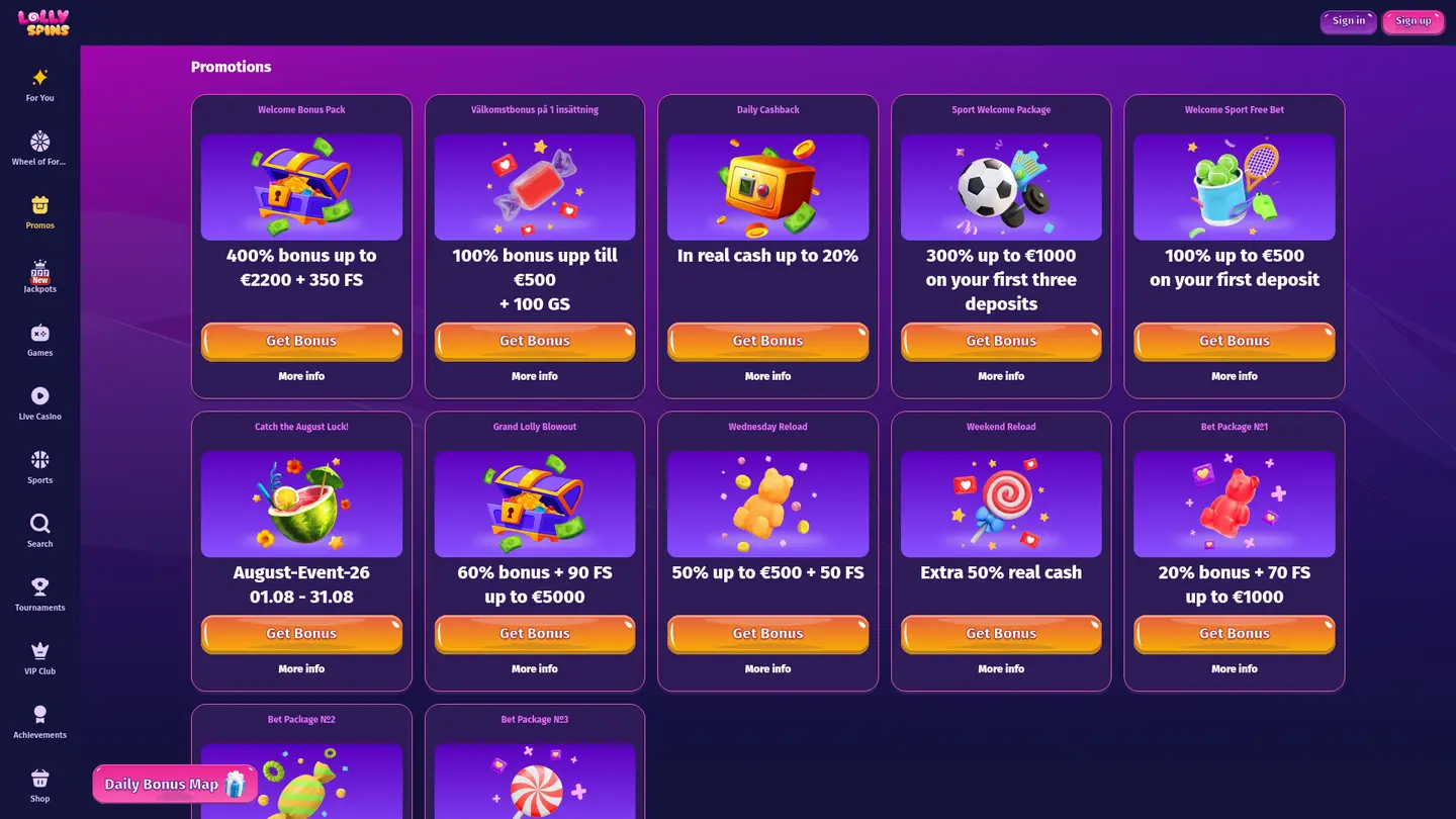 Lolly Spins Casino — Promotions