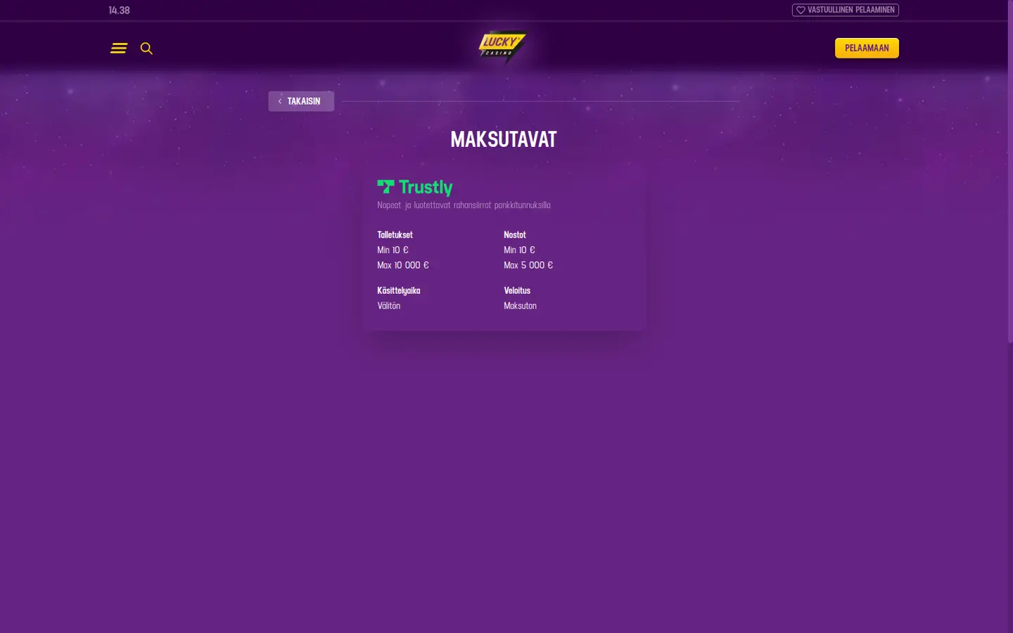 Lucky Casino — Banking
