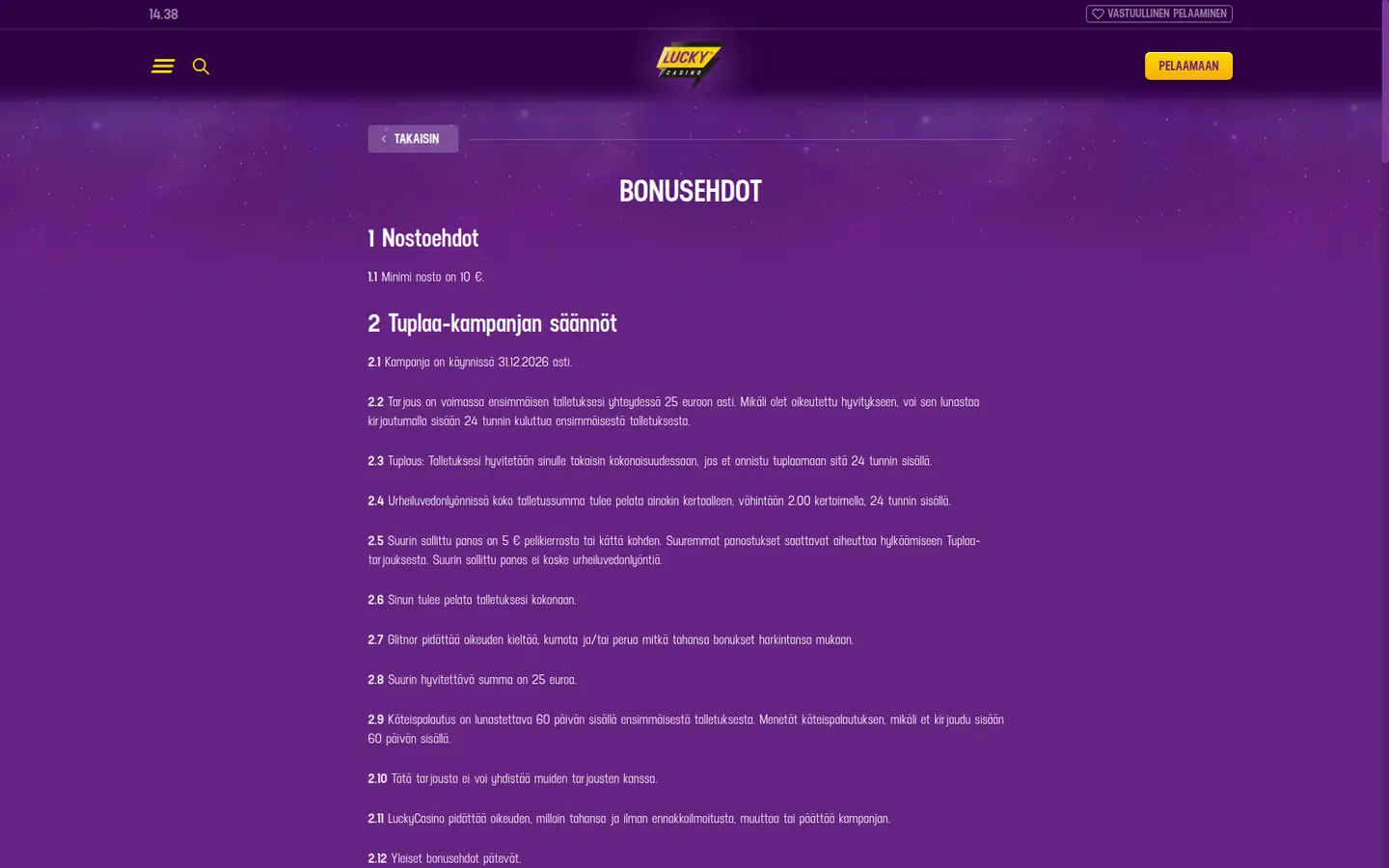 Lucky Casino — Promotions