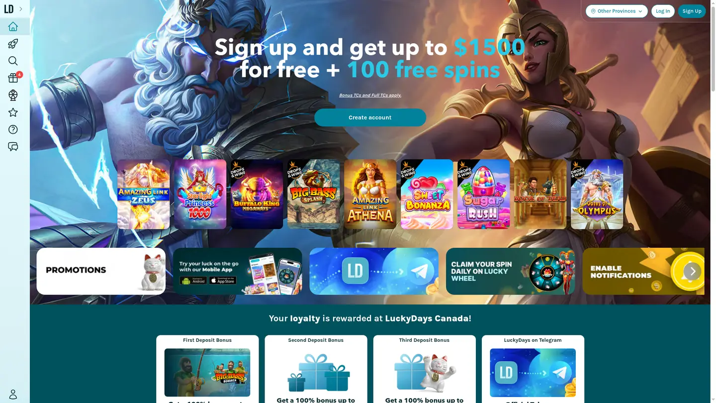 Lucky Days Casino Ontario — Game lobby