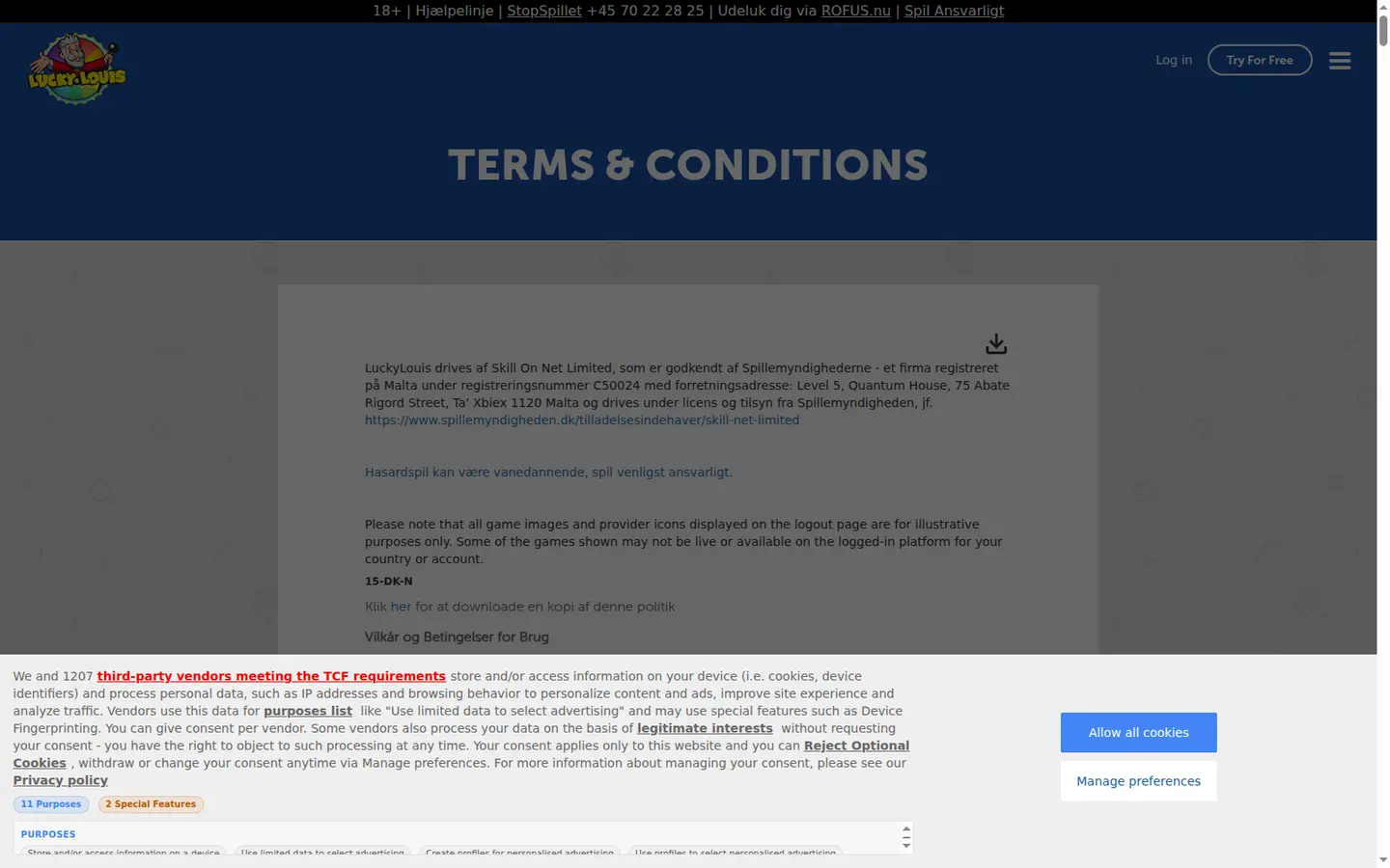 LuckyLouis Casino DK — Withdrawal terms