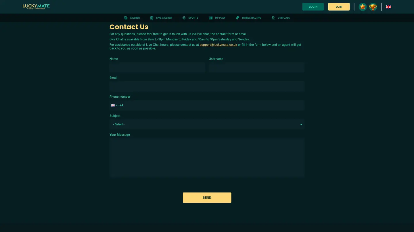 LuckyMate Casino — Support in detail