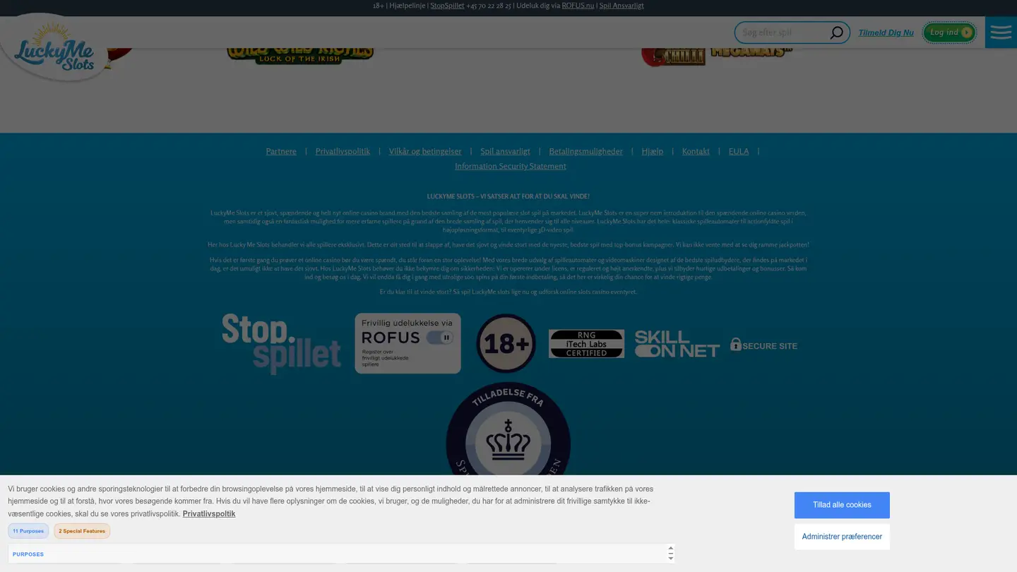 LuckyMe Slots Casino DK — Payment methods and licensing