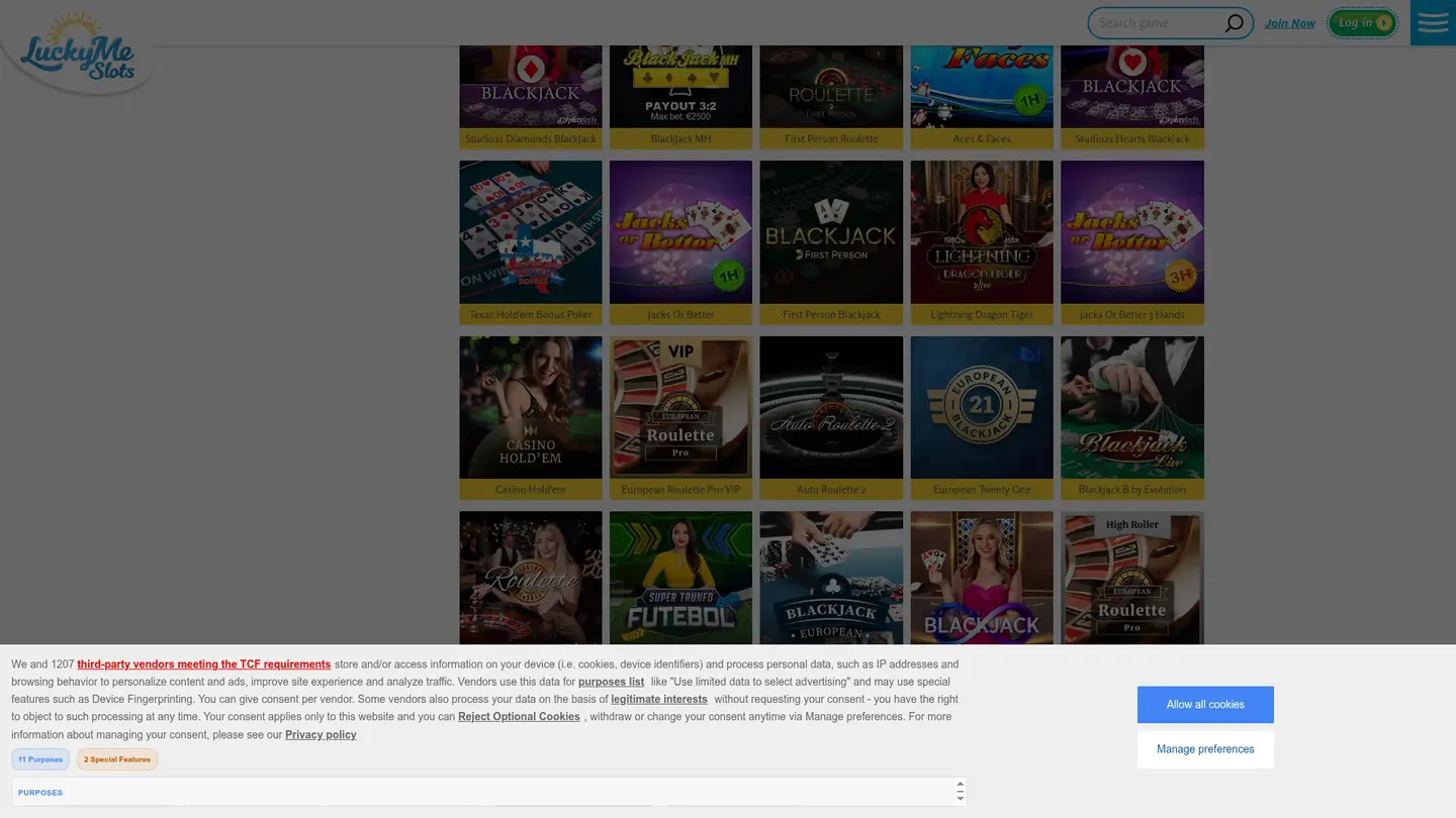 LuckyMe Slots Casino DK — More of the lobby