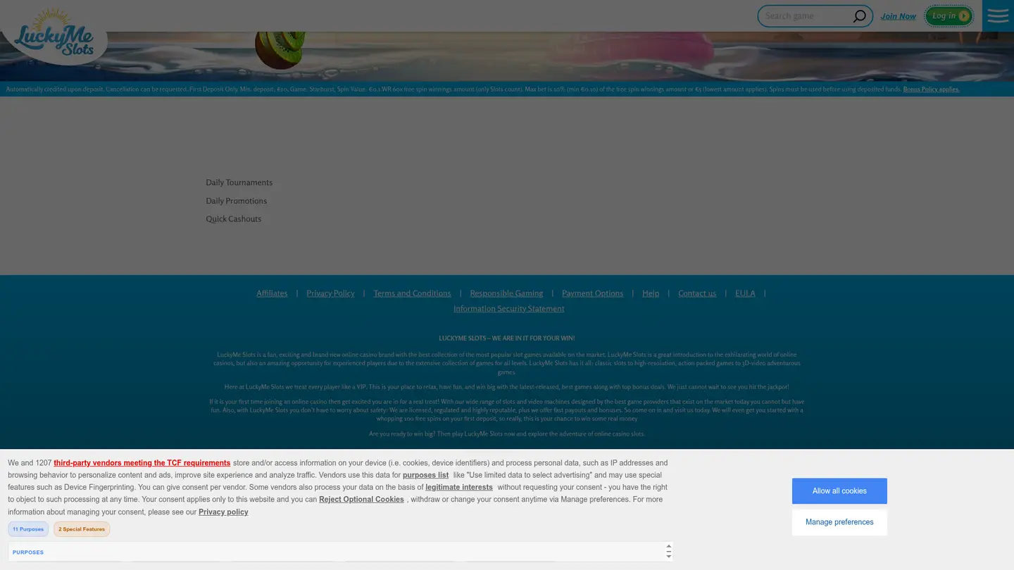 LuckyMe Slots Casino DK — Deposit methods