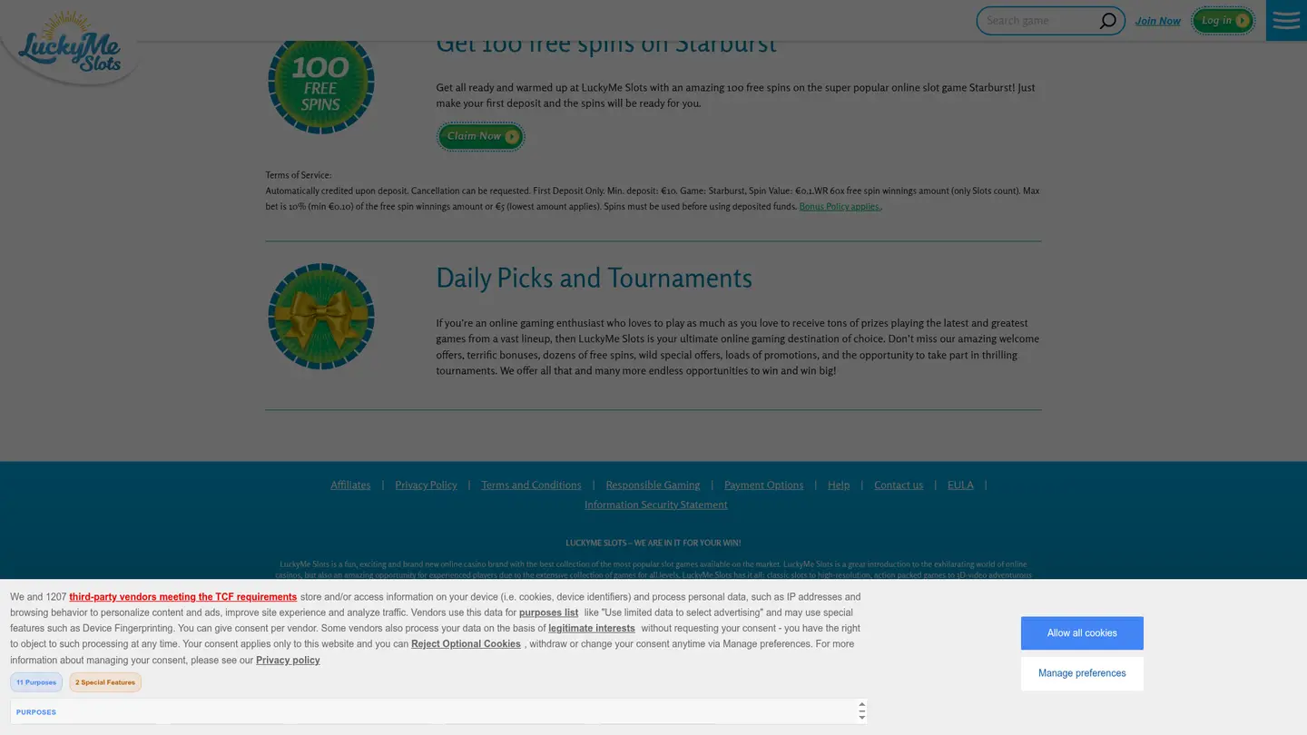 LuckyMe Slots Casino DK — Offers in detail