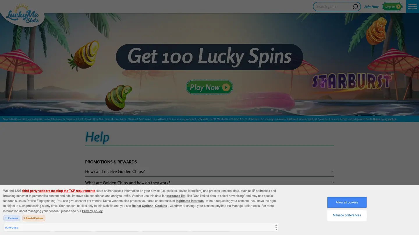 LuckyMe Slots Casino DK — Support and licensing