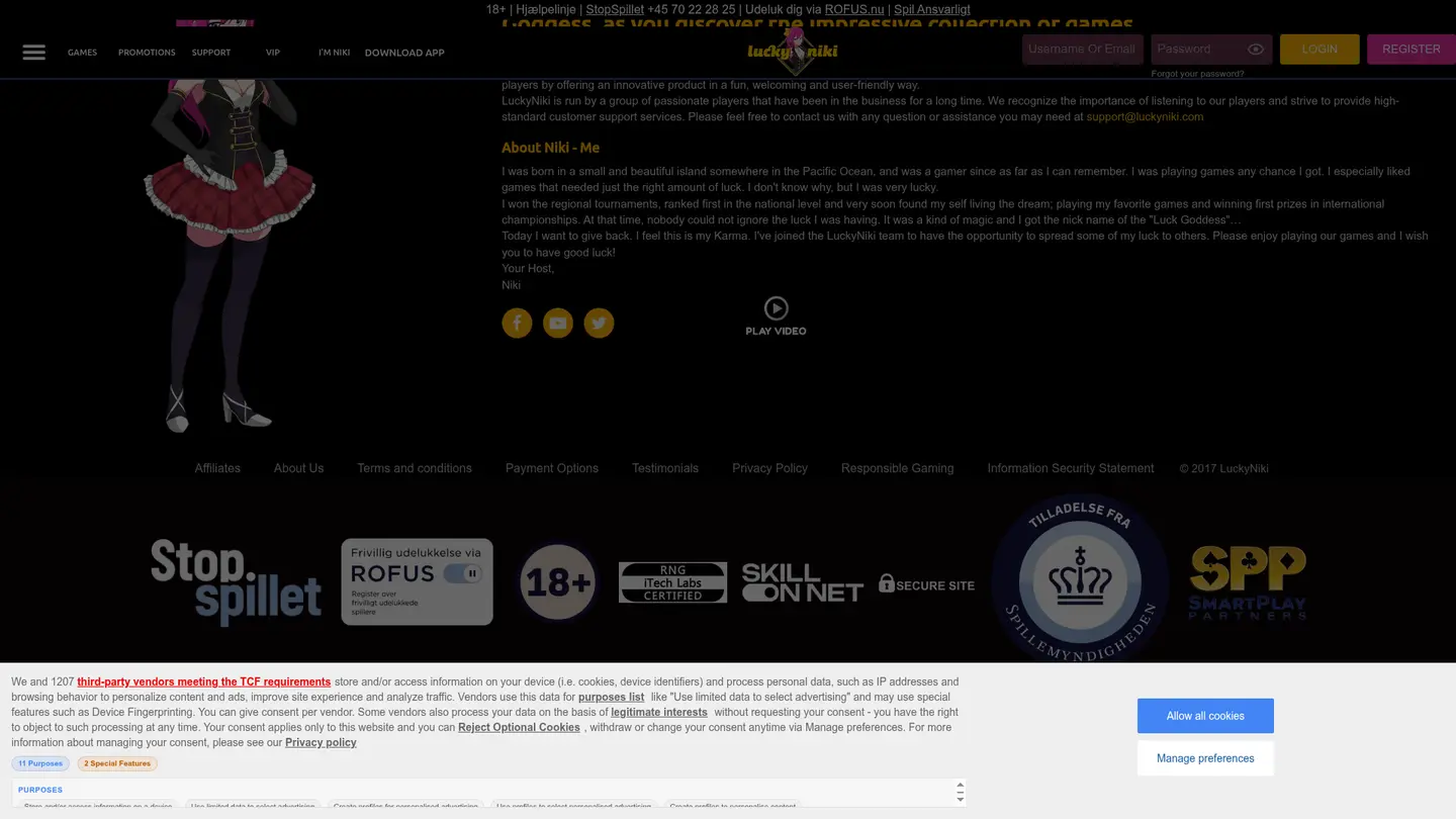 LuckyNiki Casino DK — Support in detail