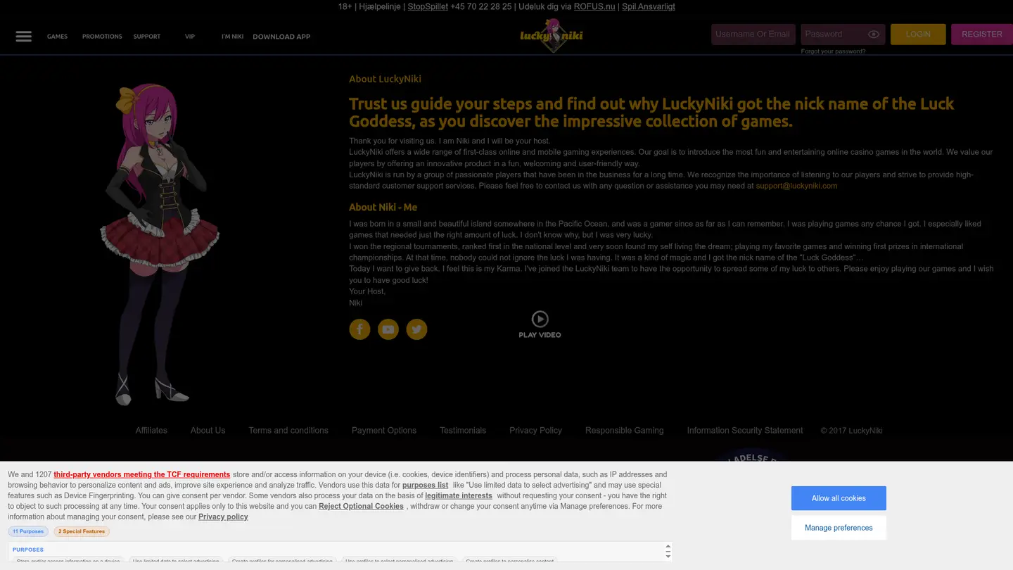 LuckyNiki Casino DK — Support and licensing