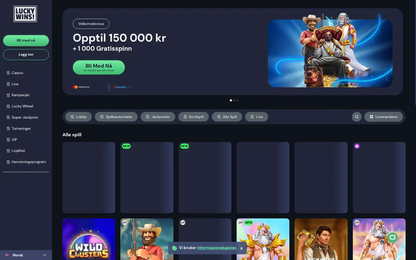 LuckyWins! Casino — Game lobby