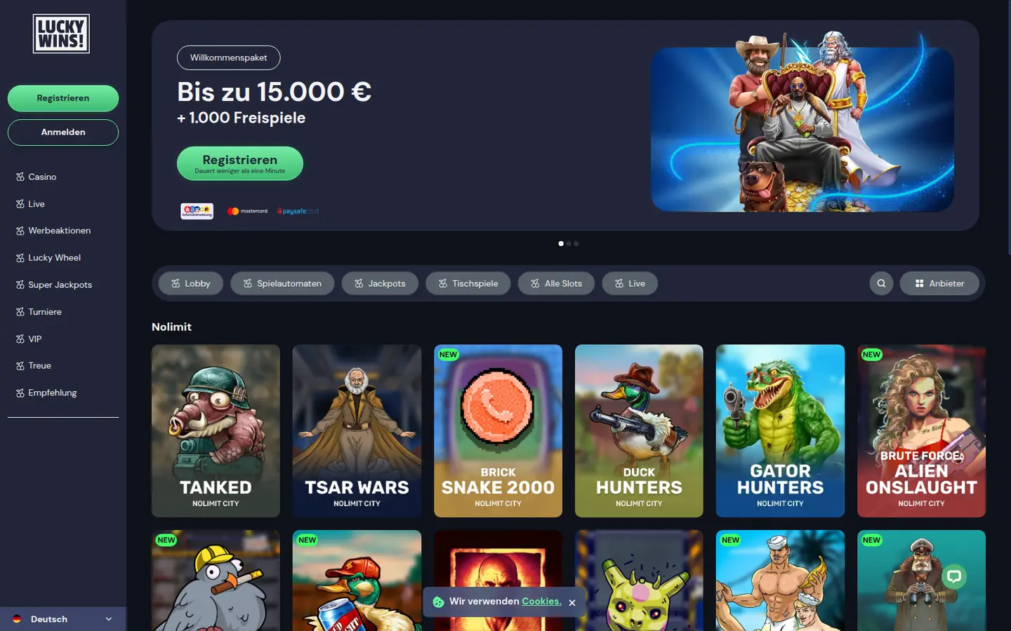 LuckyWins! Casino — Withdrawal terms