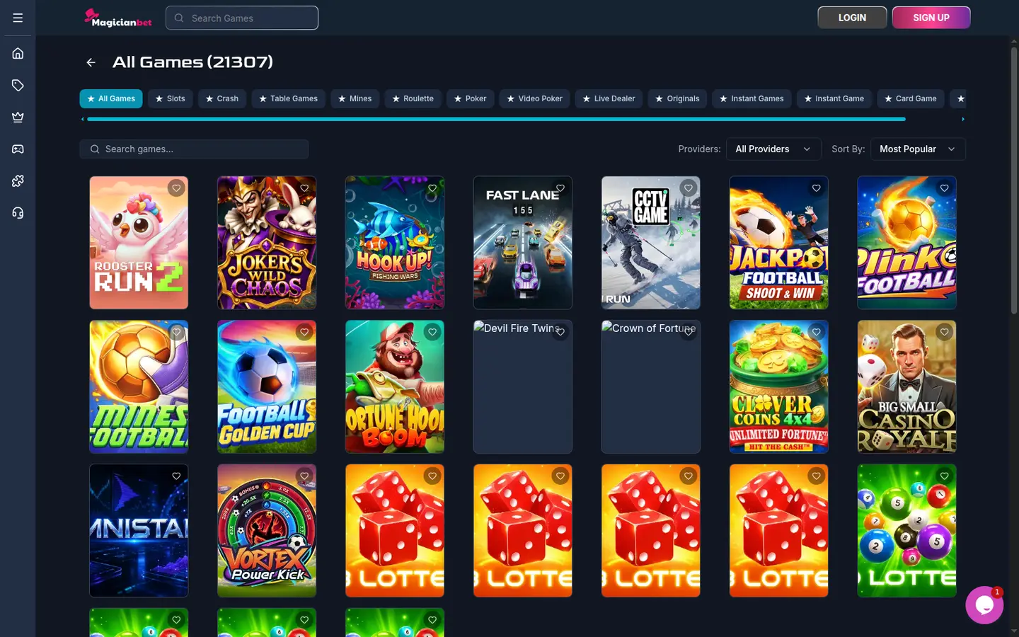 Magicianbet Casino — Game lobby