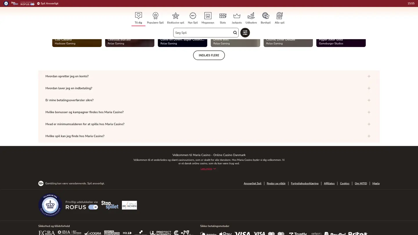 Maria Casino DK — Payment methods and licensing