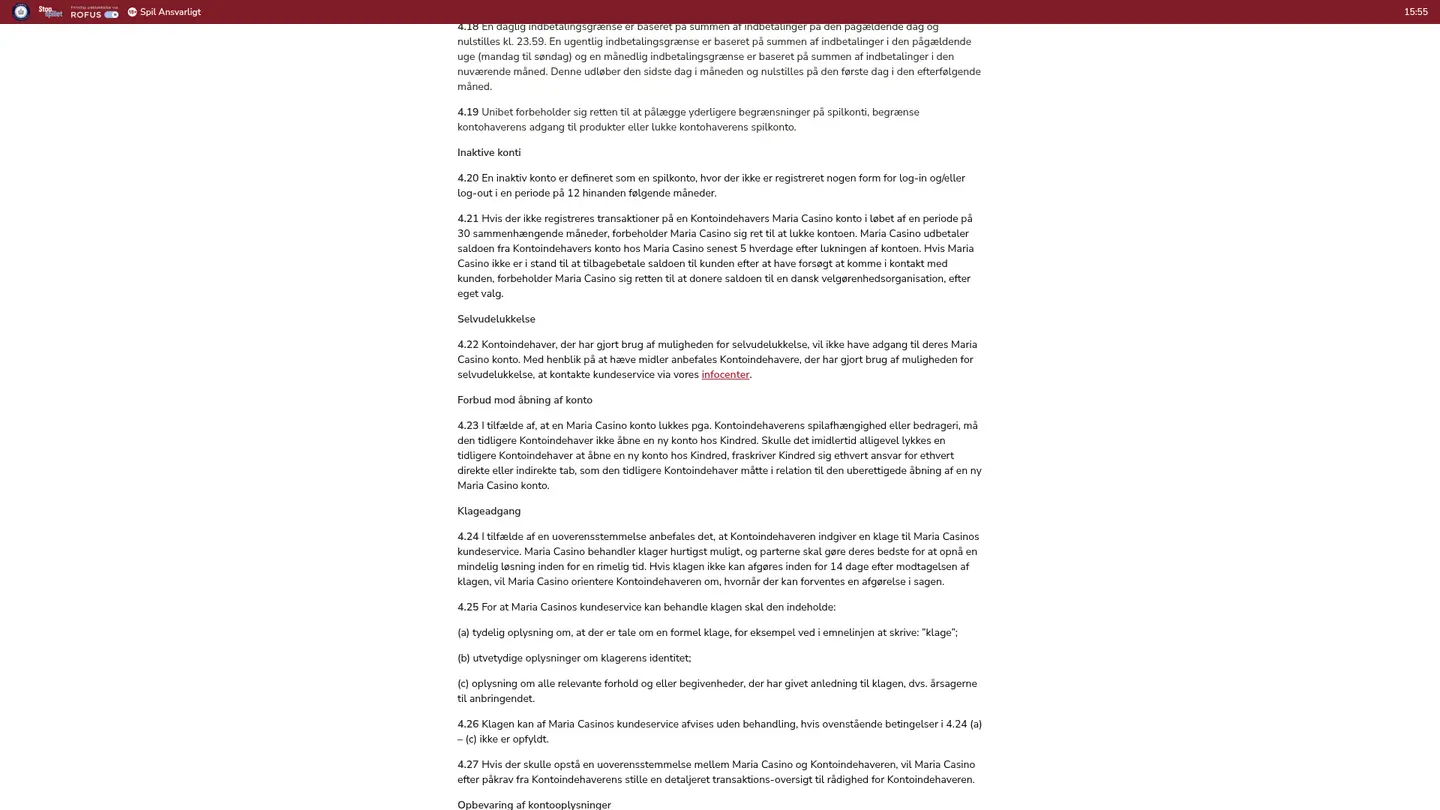 Maria Casino DK — Terms in detail