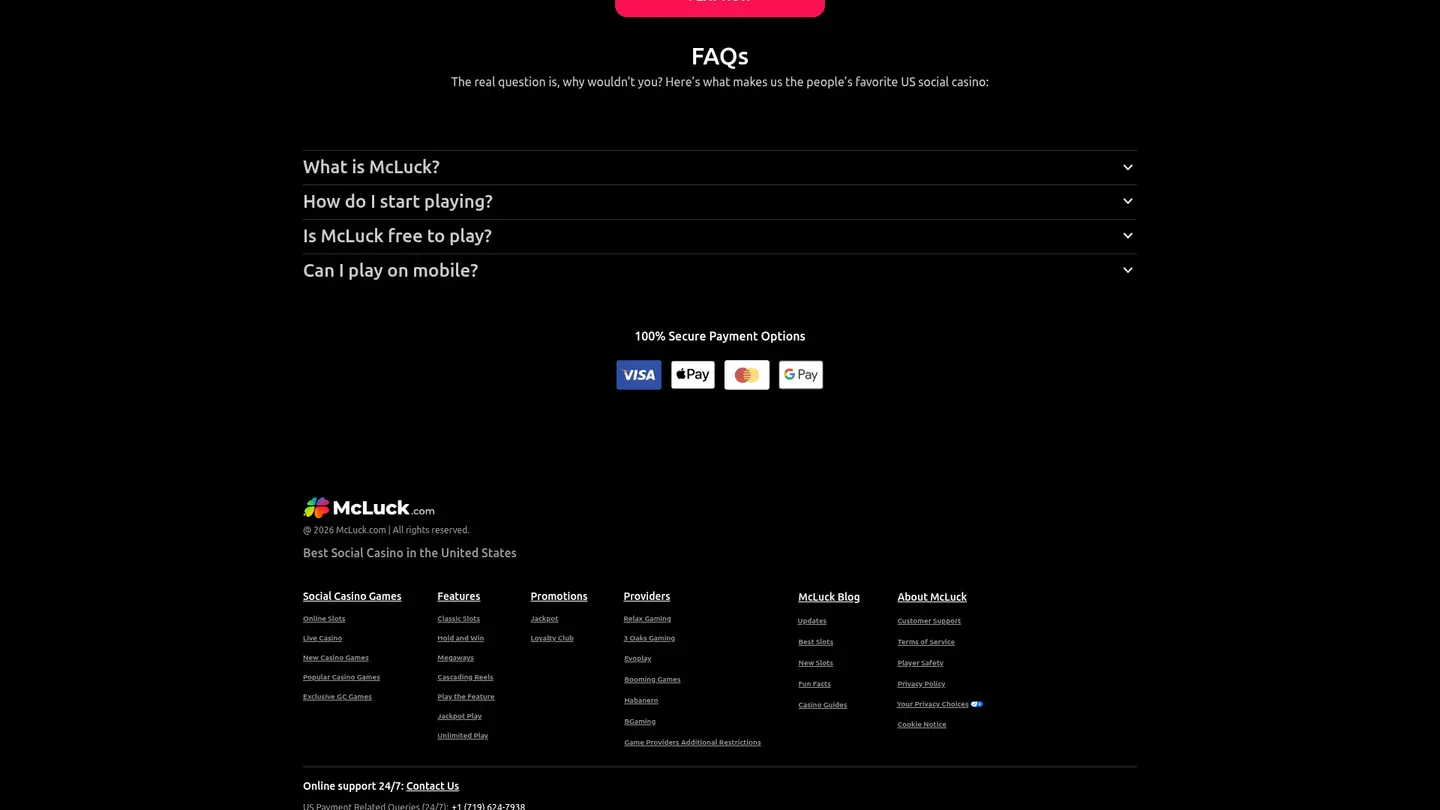 McLuck Casino — Payment methods and licensing