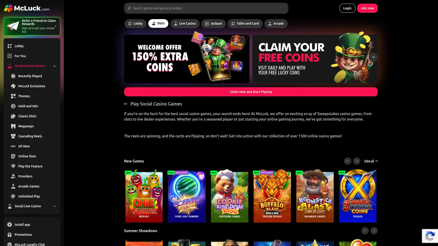 McLuck Casino — Game lobby