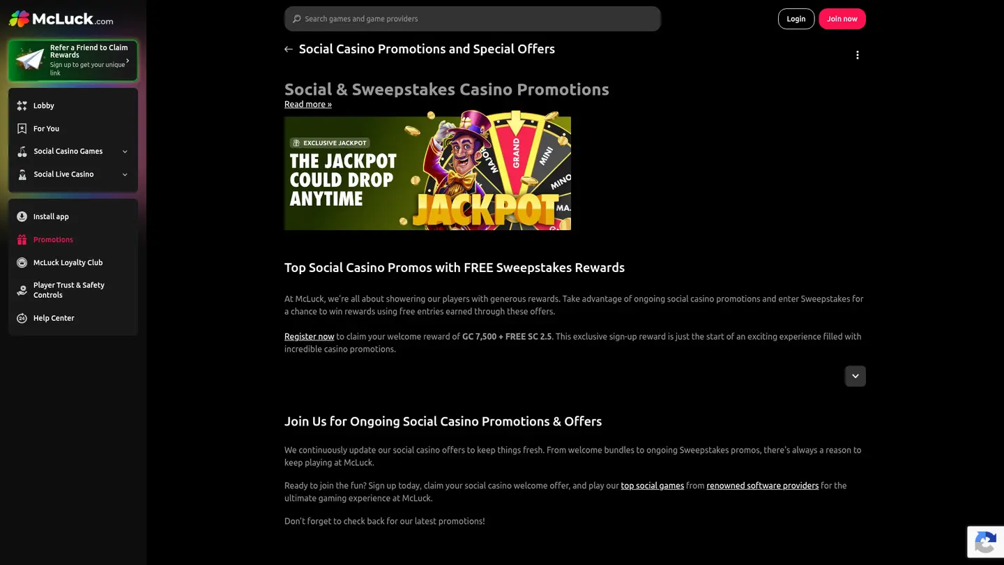 McLuck Casino — Promotions