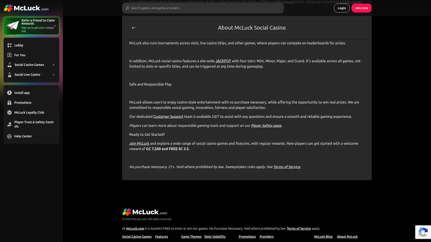 McLuck Casino — Support in detail