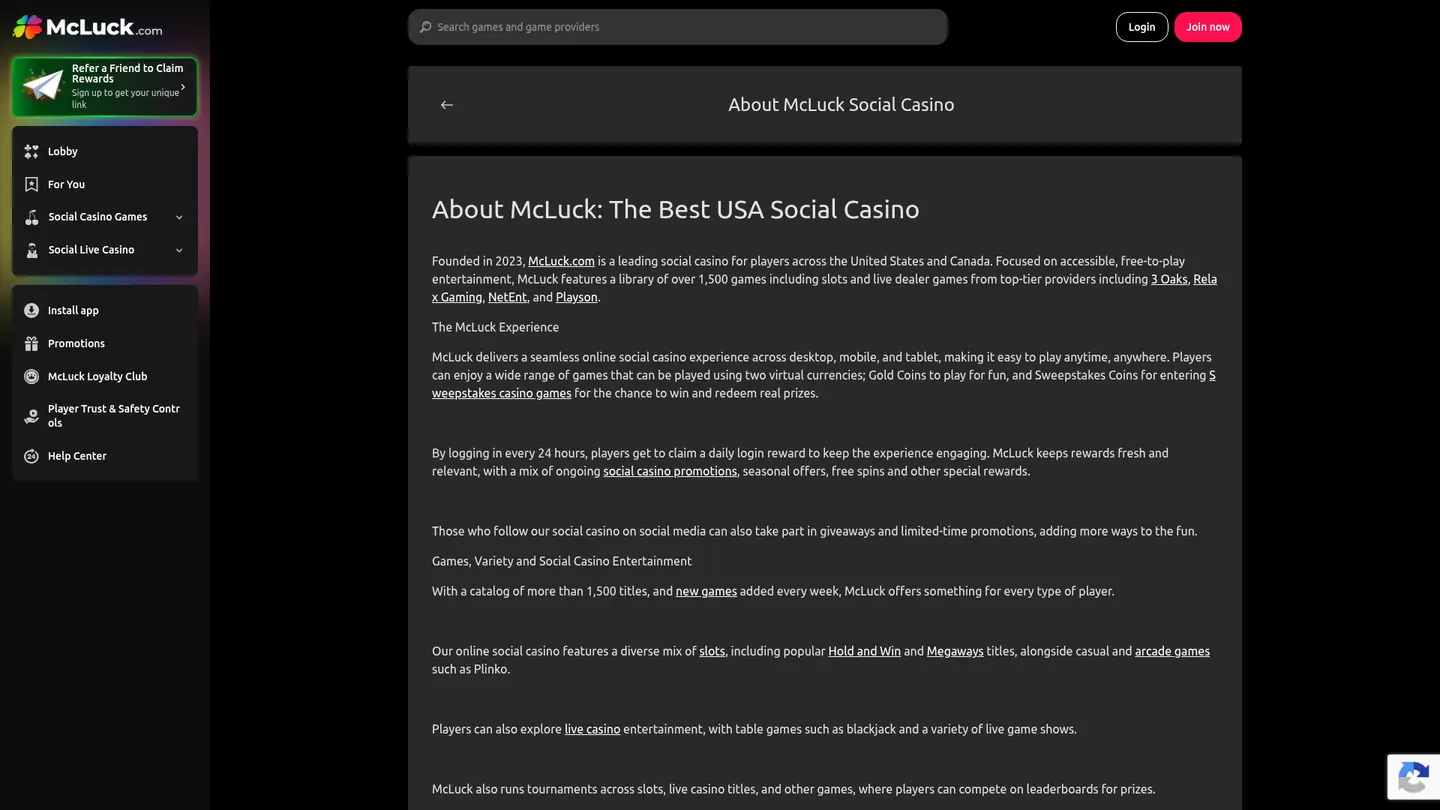 McLuck Casino — Support and licensing